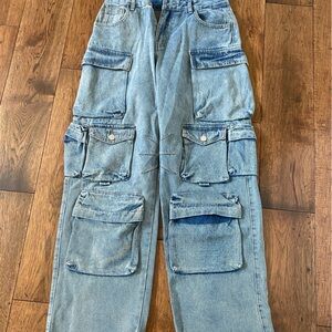 Micas Wide Leg Cargo Jeans-NEW